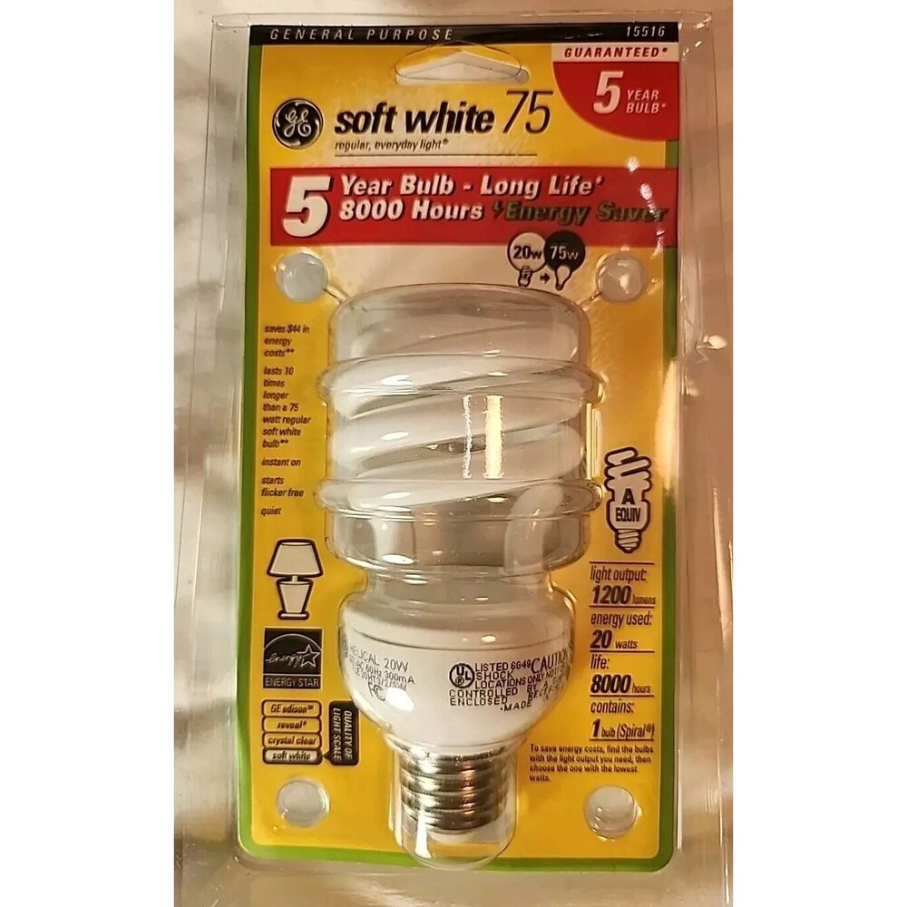 GE-Energy Saver Soft White Florescent Light Bulb New Choose 100 W, 75 W, 60 W